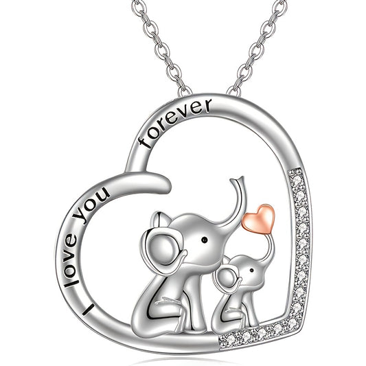 Heart Shaped Elephant Necklace Animal Lady Romantic Confession Gift