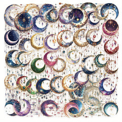 50pcs Galaxy Crescent Moon Stickers - Celestial Designs for DIY Projects