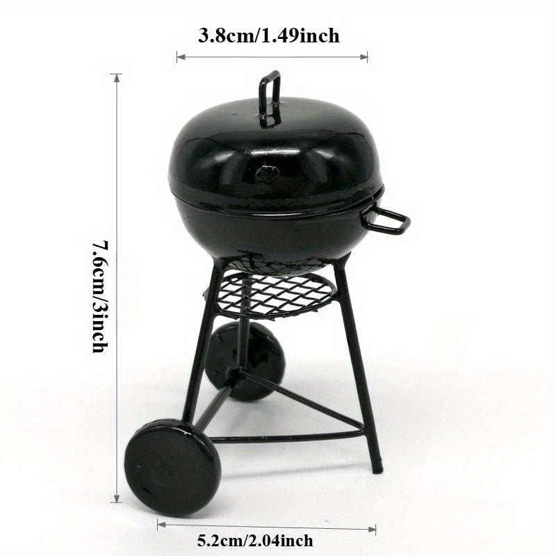 Mini Metal BBQ Grill Model Dollhouse Accessory with Realistic Detailing