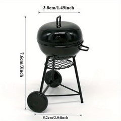 Mini Metal BBQ Grill Model Dollhouse Accessory with Realistic Detailing