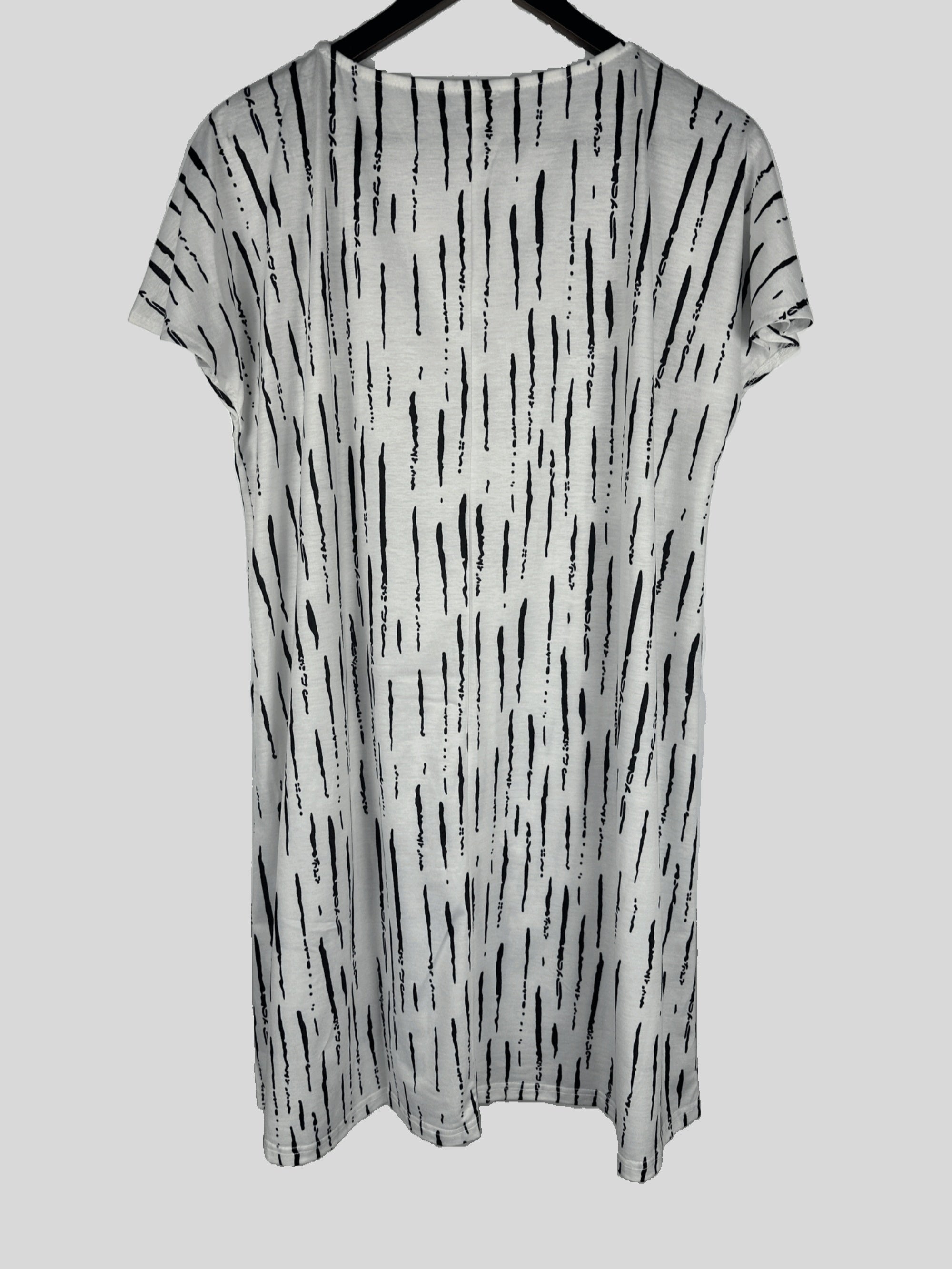  Casual Dress Women's Plus Strip Print Button Decor Short Sleeve
