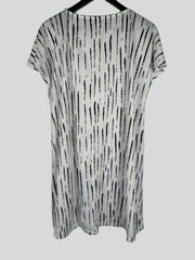  Casual Dress Women's Plus Strip Print Button Decor Short Sleeve