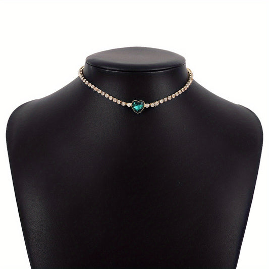 Glitter Rhinestone Love Necklace for Prom