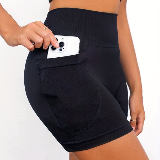 Solid Summer Biker Shorts High Stretch Fitness Yoga Shorts