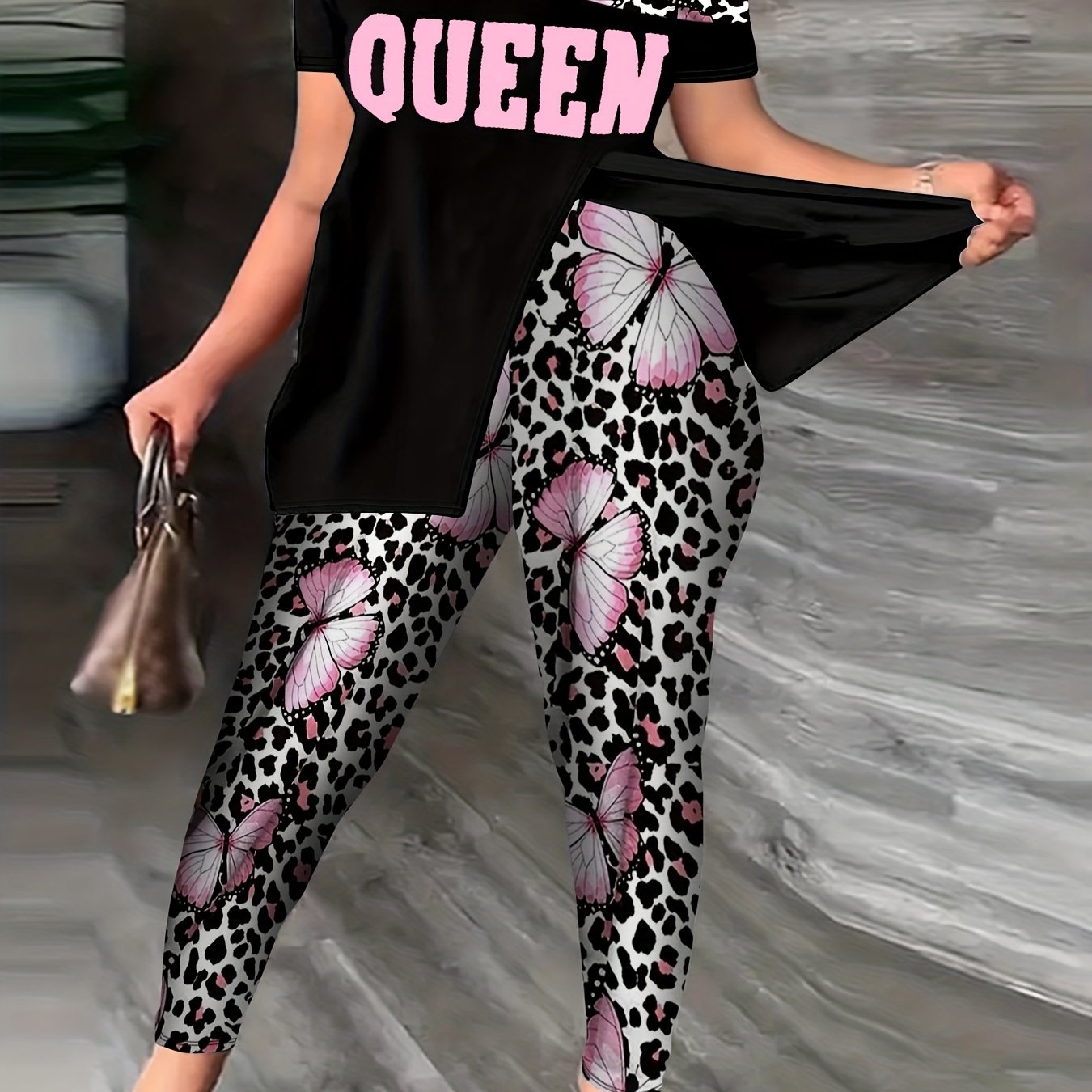  Casual Outfits Set One Shoulder Top & Pants Two Piece Set