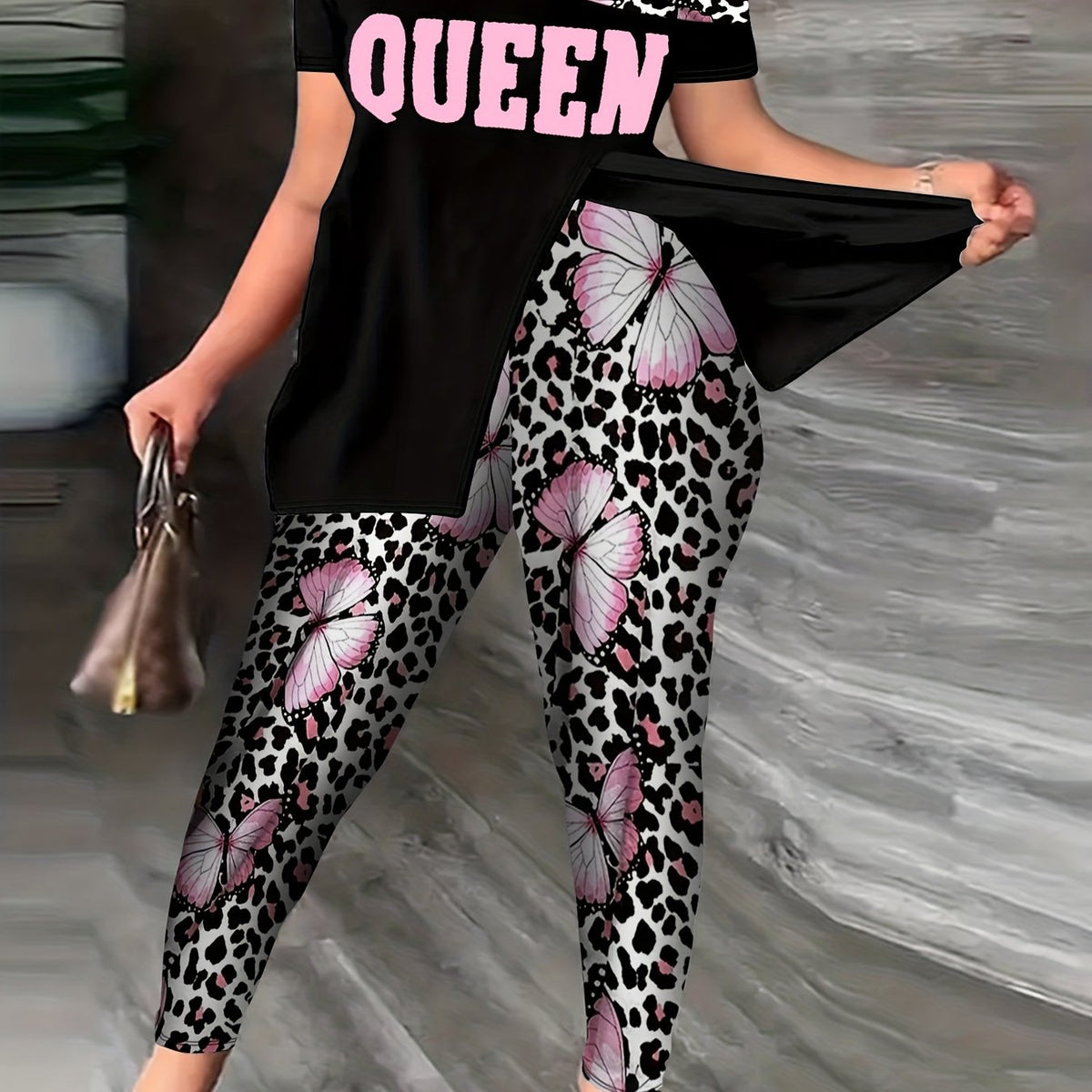  Casual Outfits Set One Shoulder Top & Pants Two Piece Set