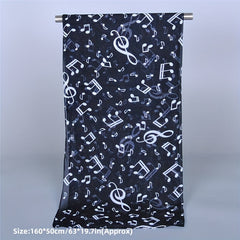 Music Note Print Chiffon Scarf for Women