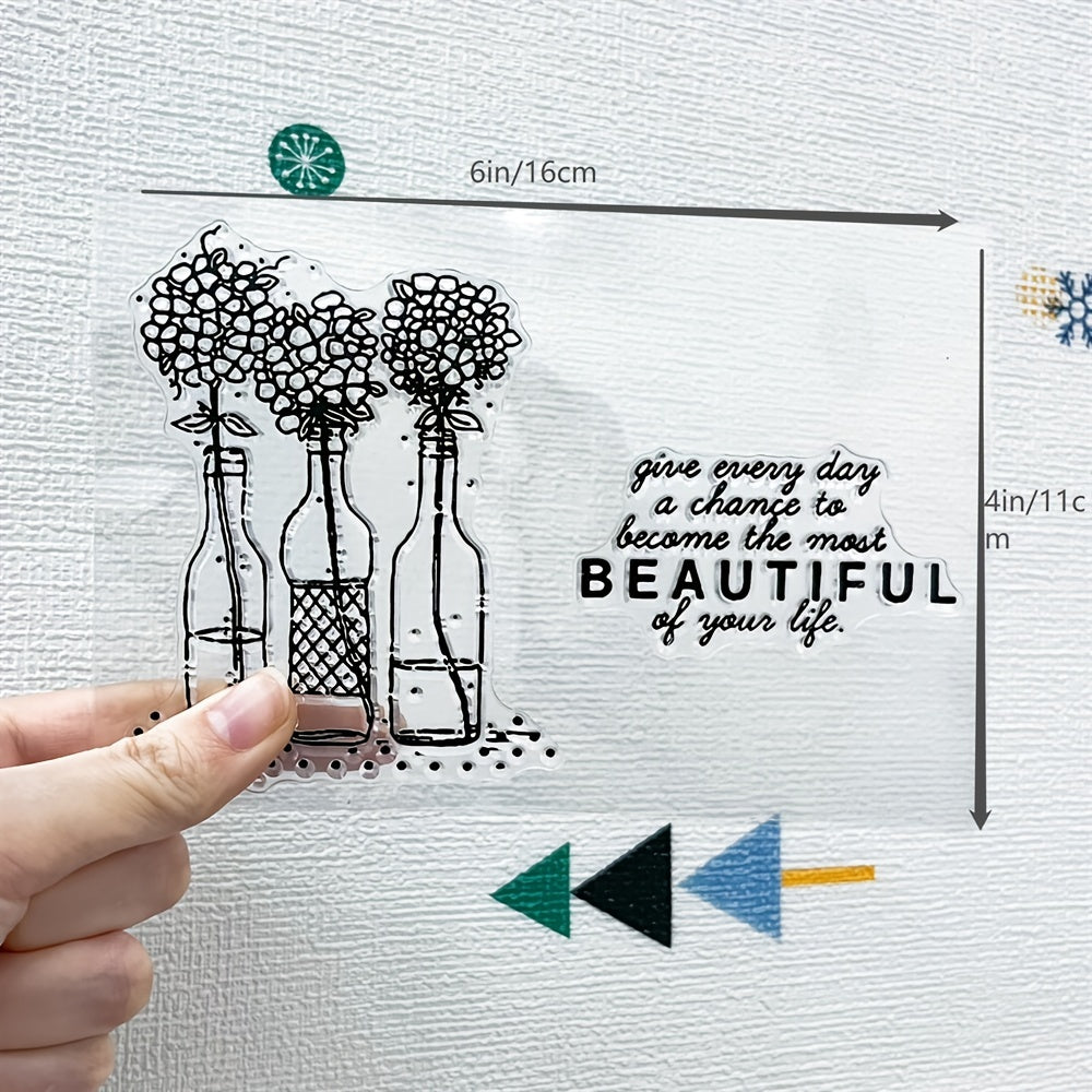 Flower & Slogan Silicone Stamps for Scrapbook DIY Crafts
