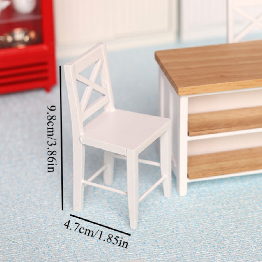 1:12 Scale Dollhouse Dining Table and Chairs Set with Food Items