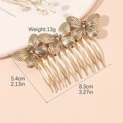 Retro Butterfly Pattern Hair Insert Comb Baroque Style Hair Side Comb