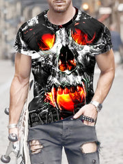 Skull 3D Pattern Print Men's Short Sleeve T-shirt Graphic Tee