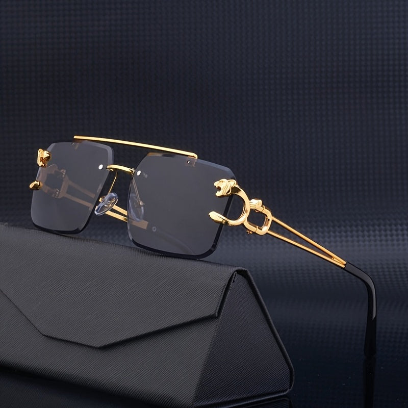 Vintage Retro Rimless Steampunk Sunglasses with Full Package Set