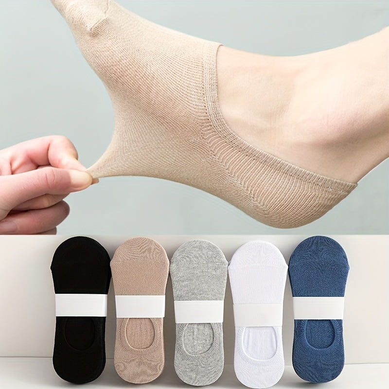 5 Pairs Classic Solid Ankle Socks Women's Stockings