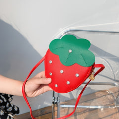 Strawberry Zipper Shoulder Bag Messenger Bag Coin Purse Wallet Chain Crossbody B