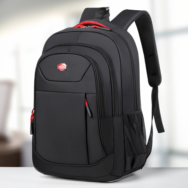 Durable Solid Colour Backpack with Multiple Zippers and Adjustable Straps