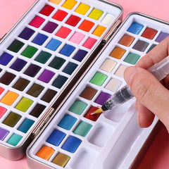 Watercolor Pigments Set 90 Colors Portable Solid Pearl Metal Art Painting