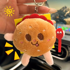Cute Hamburger Keychain Brown Stuffed Animal Heart Stars Backpacks Couples Organ