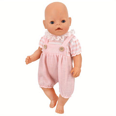 Adorable Gray & Pink Jumpsuit for Reborn Dolls