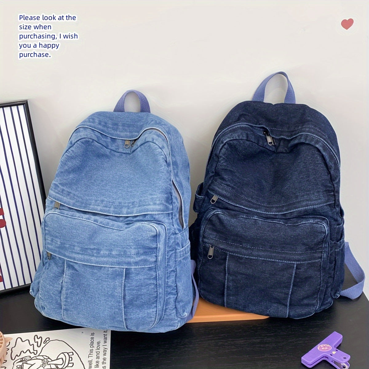 Vintage Style Denim Backpack for Women