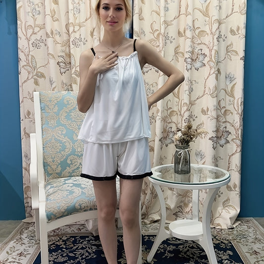 Cami Top & Shorts Pajama Set Elastic Waistband Women's Sleepwear