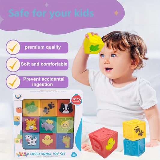 Soft PVC Stacking Blocks Set for Babies - Educational Sensory Building Toys