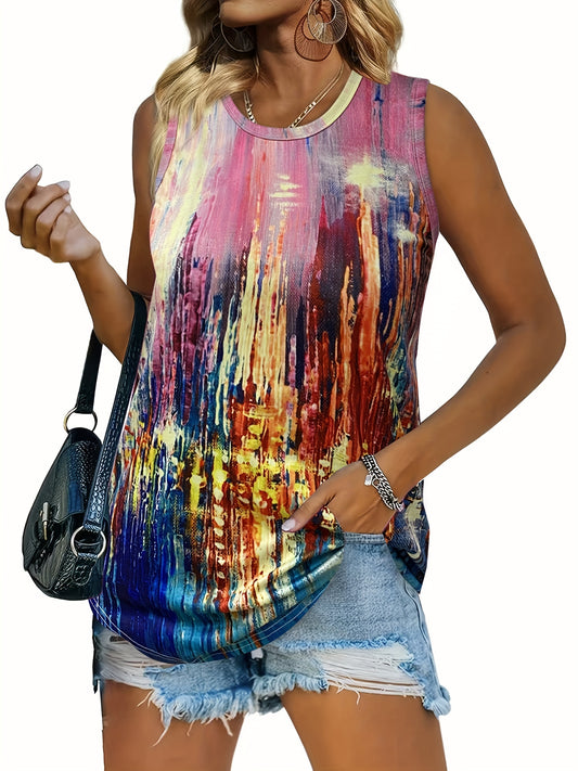  Casual Tank Top Round Neck High Stretch Tank Top