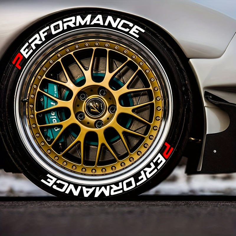 8Pcs Car Tire Letter Stickers PERFORMANCE 3D Waterproof PVC