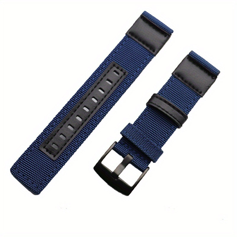 Canvas Nylon & Leather Watch Strap 20 22mm