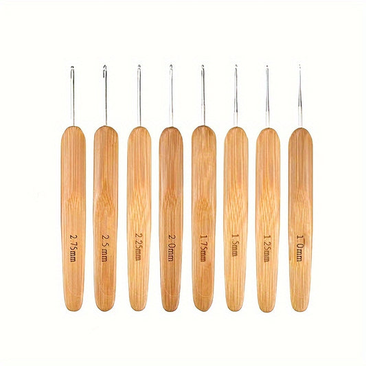 10pcs Carbonized Bamboo Handle Crochet Knitting Tools Set