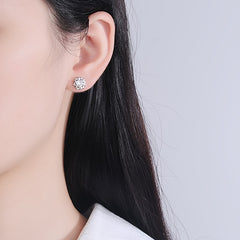 Snowflake Zircon Stud Earrings 18K Plated Wedding Party Jewelry Gift