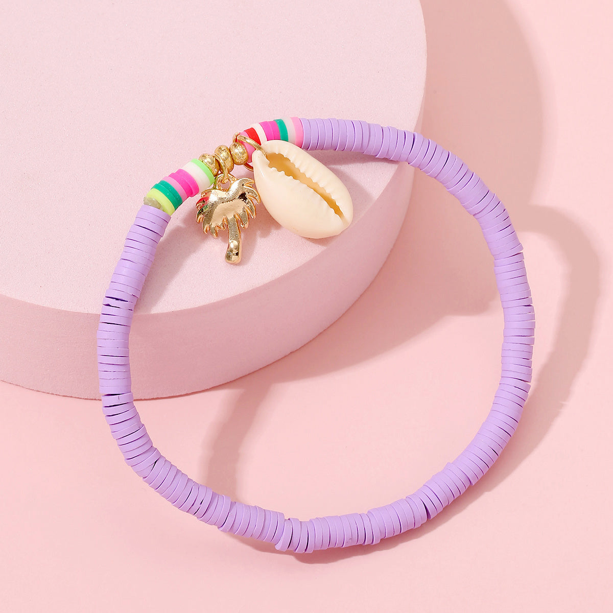 Ceramic Shell Coconut Pendant Anklet