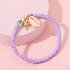 Ceramic Shell Coconut Pendant Anklet