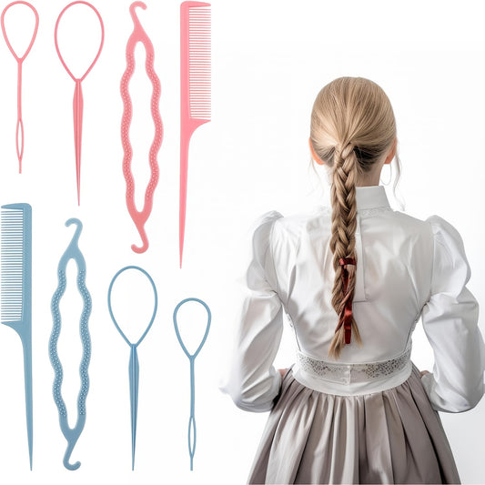 Hair Ring Tool Set with 3 French Braid Rings and Comb