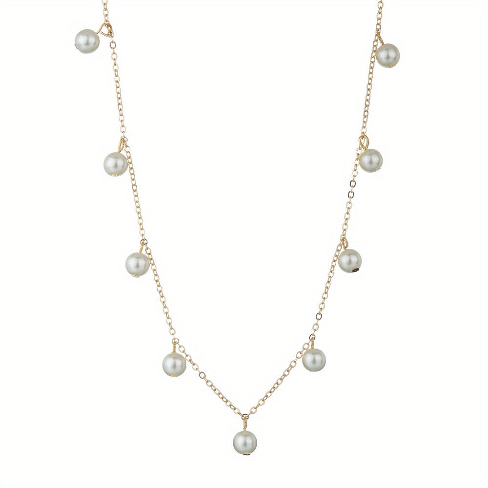 Baroque Style Faux Pearl Pendant Clavicle Chain Necklace