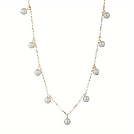 Baroque Style Faux Pearl Pendant Clavicle Chain Necklace