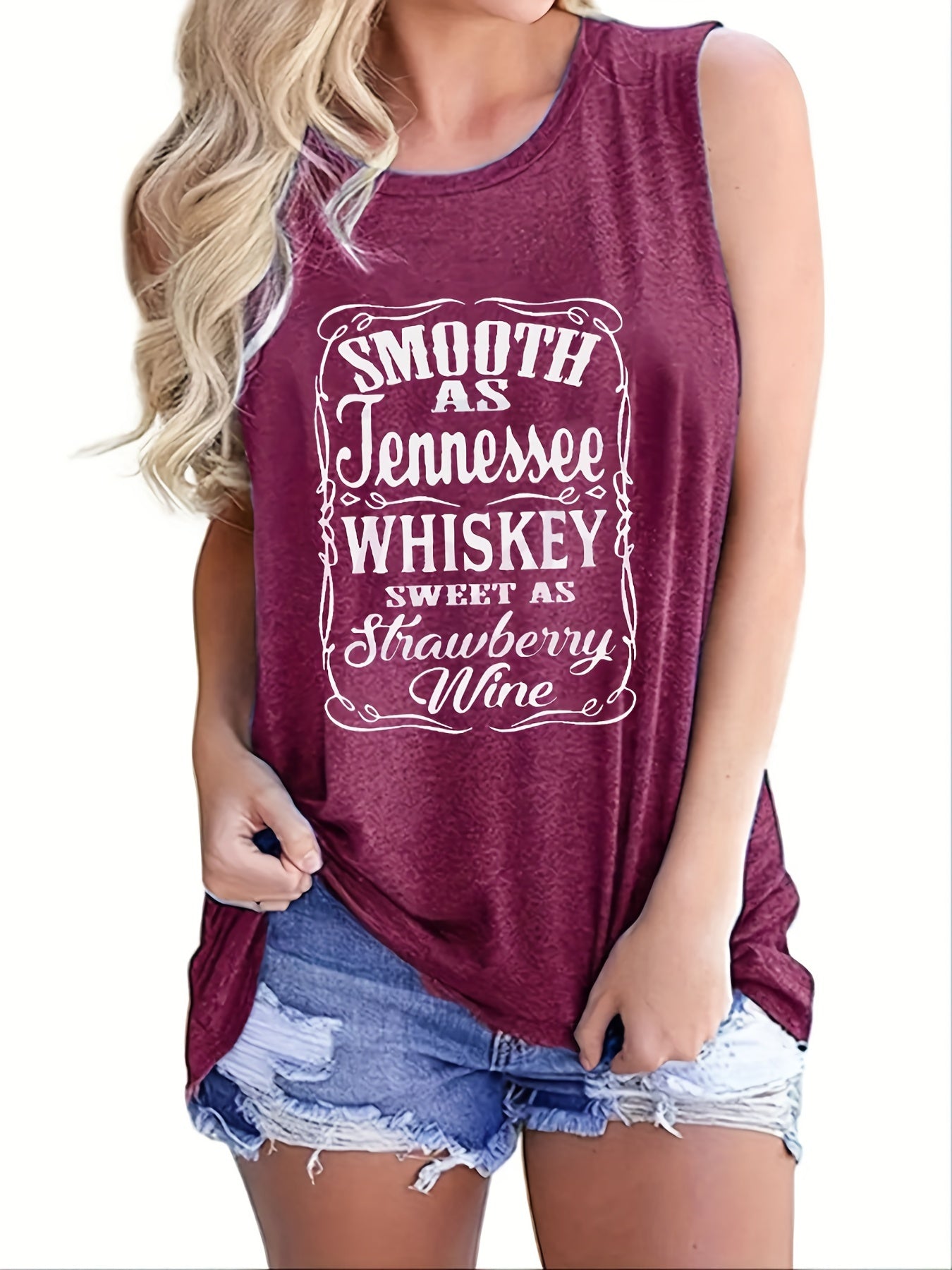 Letter Print Sleeveless Tank Top Casual Loose Tank Top