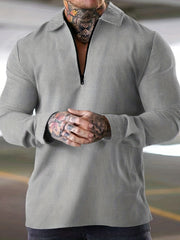 Waffle Pattern Sweatshirt Men's V Neck Pullover for Autumn Winter