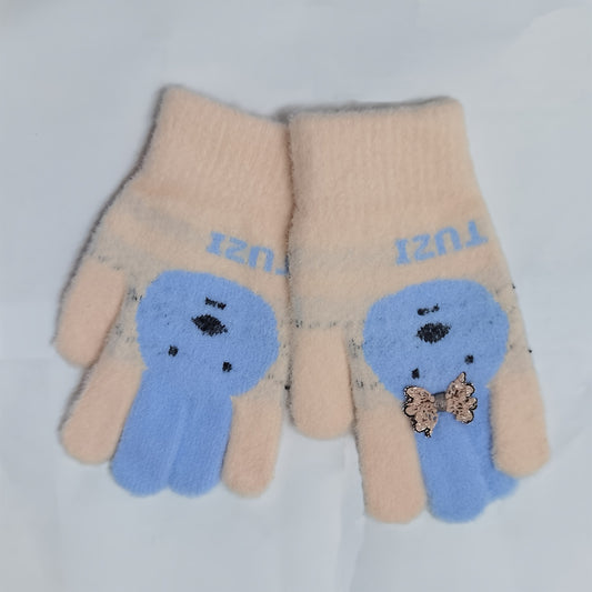 Kids Winter Gloves Cute Rabbit Design Warm Gloves for 3-6 Years