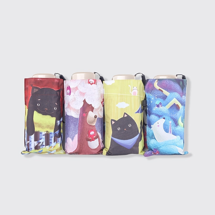 Cartoon Fairy World 5-fold Glue Sun Protection Umbrella