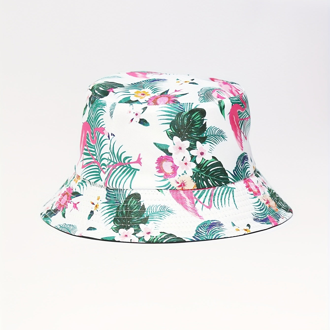 Flamingo Leaf Print Bucket Hat Lightweight Sun Hats