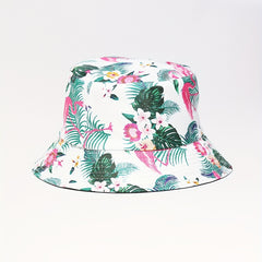Flamingo Leaf Print Bucket Hat Lightweight Sun Hats