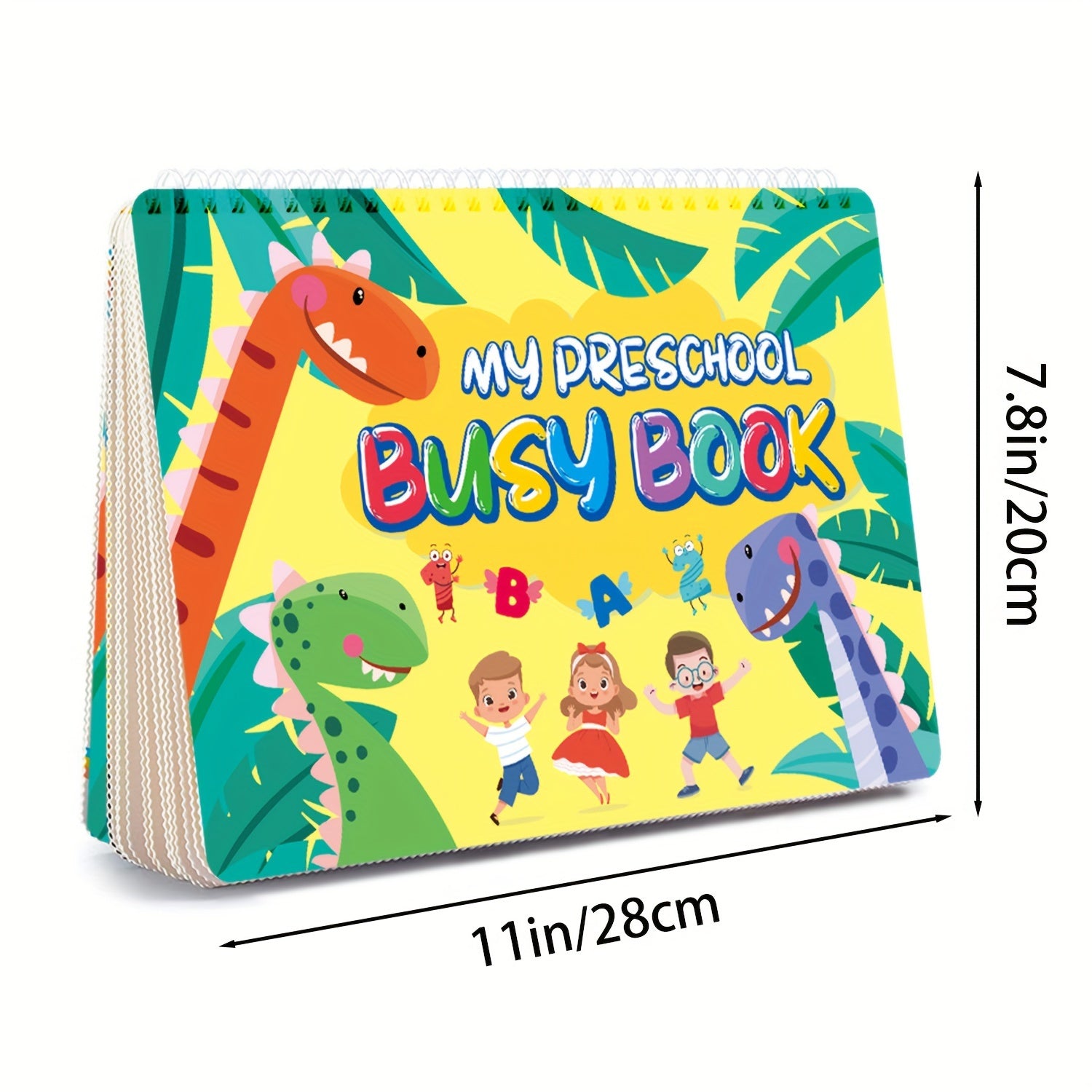 Dinosaur Themed Educational Busy Book with 32 Colorful Learning Activities