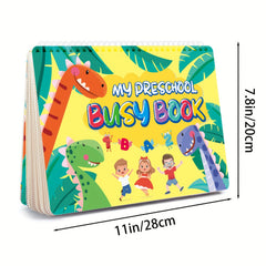 Dinosaur Themed Educational Busy Book with 32 Colorful Learning Activities