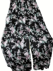 Women's Plus Floral Print Wide Leg Pants