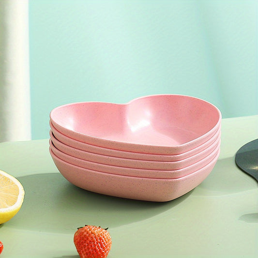 5pcs Heart Shaped Serving Tray Fruit Plate Snack Plate Kitchen Supplies