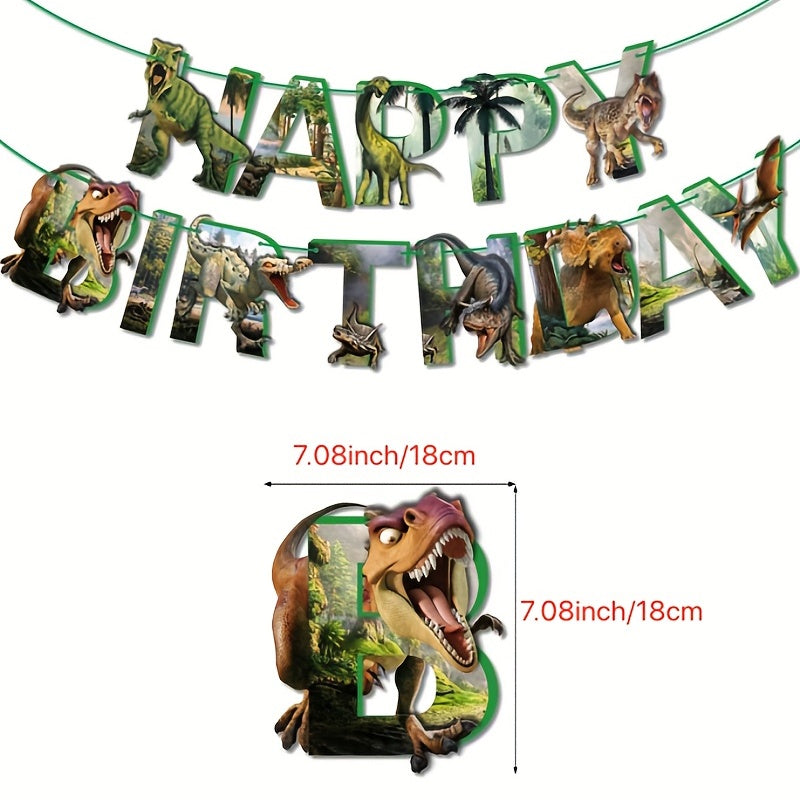 Dinosaur Theme Birthday Party Banner Cake Insert Set