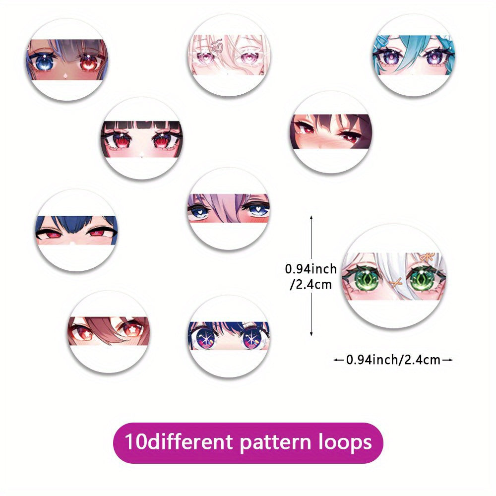 500pcs Pixiv Anime Eyes Stickers 2 Round Vibrant Mixed Colors
