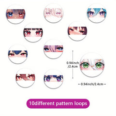 500pcs Pixiv Anime Eyes Stickers 2 Round Vibrant Mixed Colors