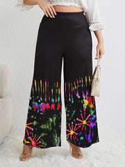  Tie Dye Floral Print Wide Leg Pants