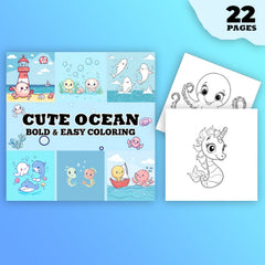 LSH Upgraded Deluxe Edition Thickened Paper 22 Pages Ocean Coloring Book